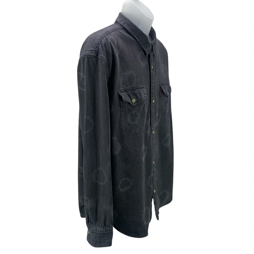 Levi’s‎ Men’s XXL Black Relaxed Western Shirt Distressed Fade Cotton